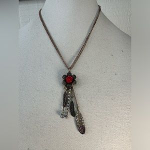 Vintage Betsey Johnson rosegold tone dangle charm necklace